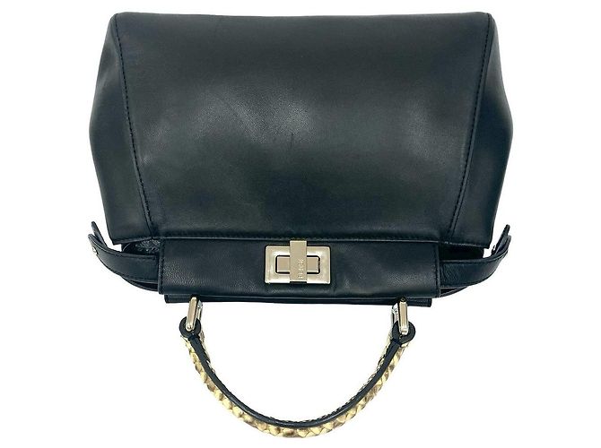 Bolsa 2way de couro de python Fendi Peekaboo Preto - vista 5