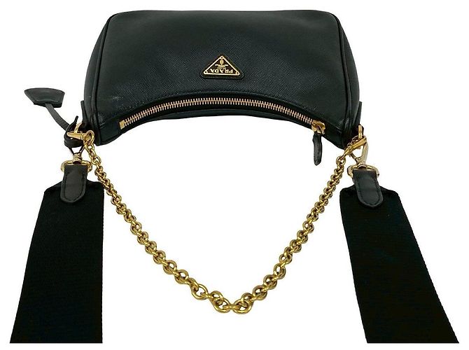 Borsa a tracolla 2way in pelle Saffiano Prada Nero - vista 5
