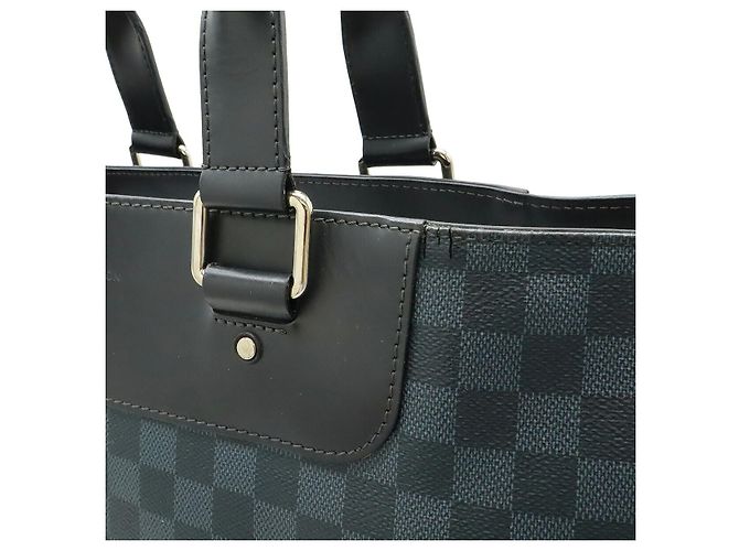 Borsa tote Louis Vuitton Cabas Voyage Damier Cobalt 2way Nero Blu - vista 6