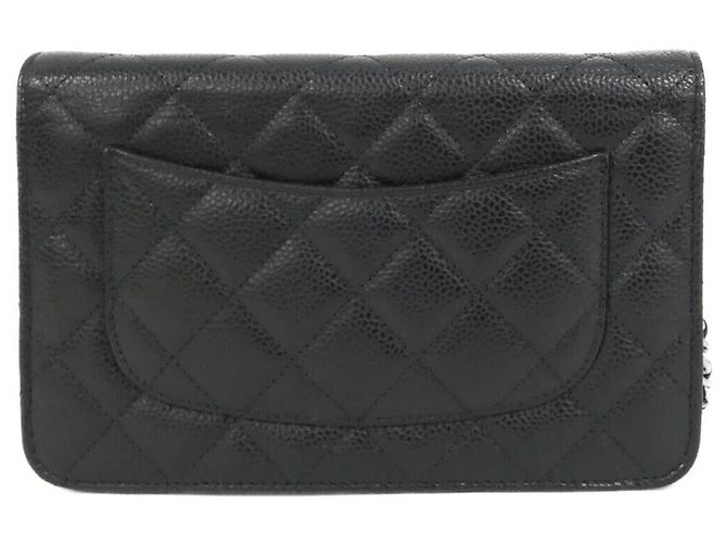 Chanel Timeless Classic Caviarskin Chain Wallet Nero Bordò - vista 2