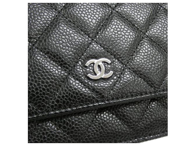 Chanel Timeless Classic Caviarskin Chain Wallet Nero Bordò - vista 4