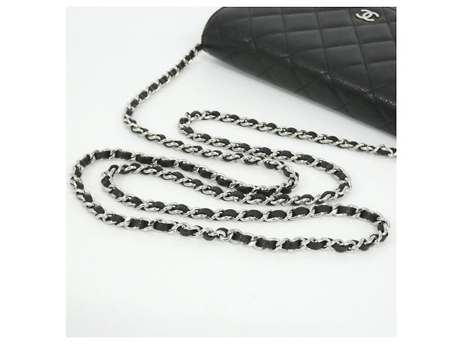Chanel Timeless Classic Caviarskin Chain Wallet Nero Bordò - vista 5