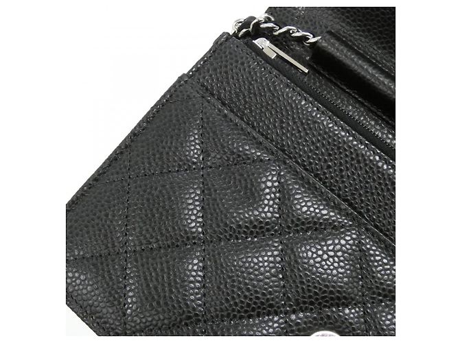 Chanel Timeless Classic Caviarskin Chain Wallet Nero Bordò - vista 7