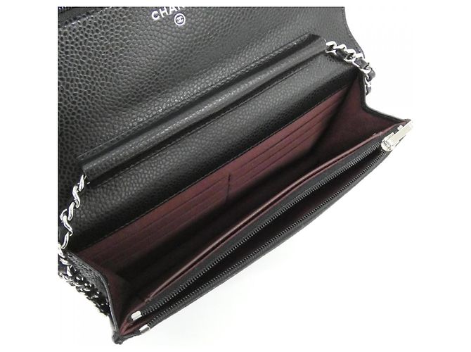 Chanel Timeless Classic Caviarskin Chain Wallet Nero Bordò - vista 8