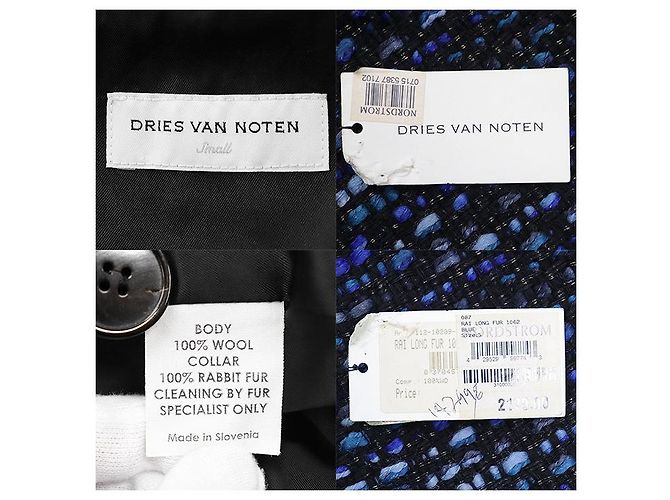 Abrigo de tweed de lana con cinturón Dries Van Noten Azul - vista 10