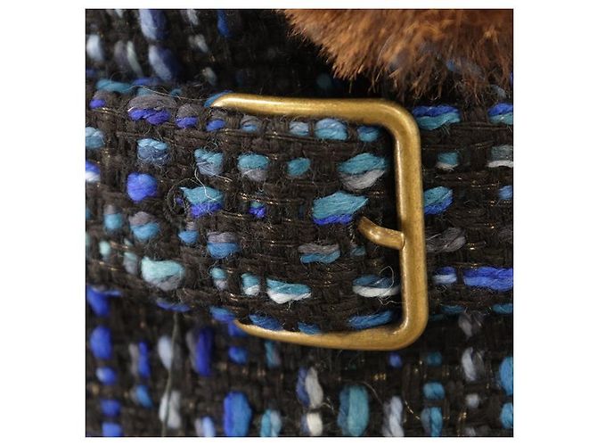 Abrigo de tweed de lana con cinturón Dries Van Noten Azul - vista 14