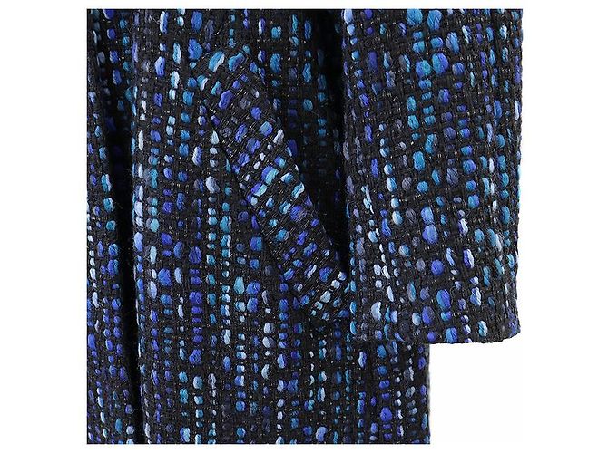 Abrigo de tweed de lana con cinturón Dries Van Noten Azul - vista 16