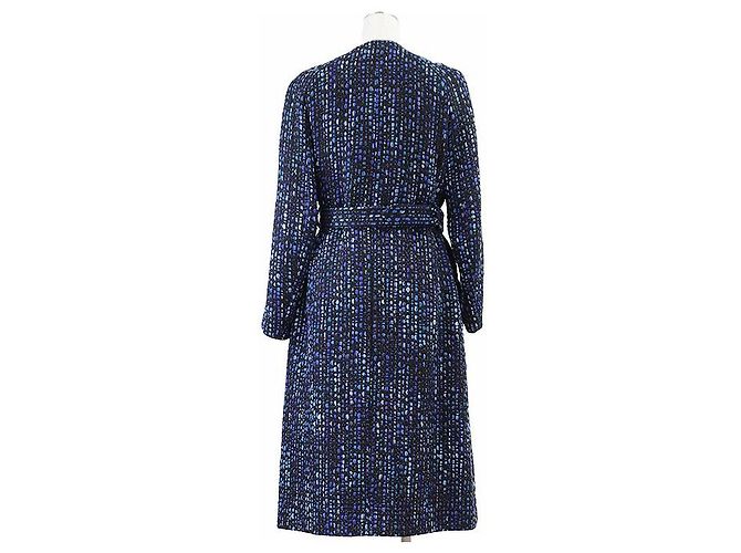 Abrigo de tweed de lana con cinturón Dries Van Noten Azul - vista 6