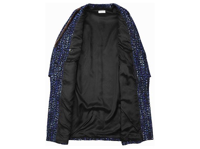 Abrigo de tweed de lana con cinturón Dries Van Noten Azul - vista 7