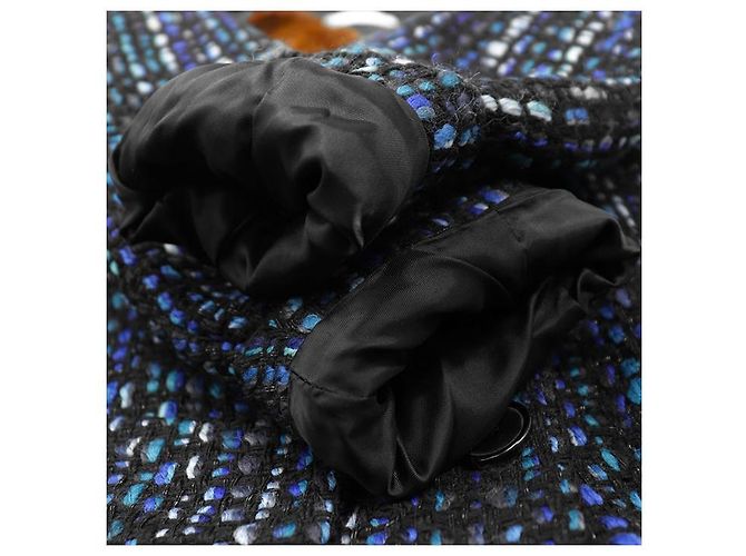 Abrigo de tweed de lana con cinturón Dries Van Noten Azul - vista 8