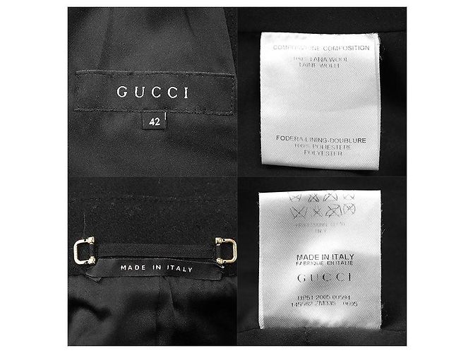Abrigo Trench de Terciopelo de Lana y Cuero Gucci Negro - vista 10