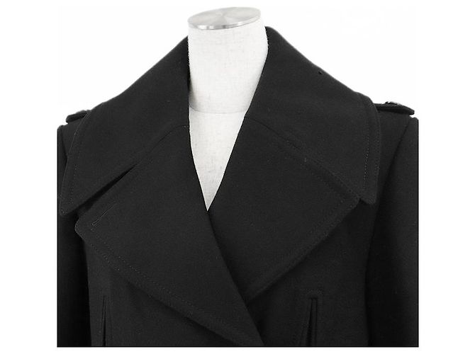 Abrigo Trench de Terciopelo de Lana y Cuero Gucci Negro - vista 2