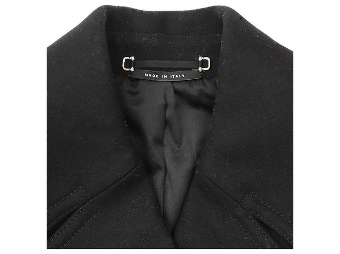 Abrigo Trench de Terciopelo de Lana y Cuero Gucci Negro - vista 8