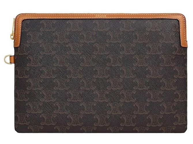 Céline Clutch con tracolla piccola in tela Triomphe Tan Marrone - vista 2