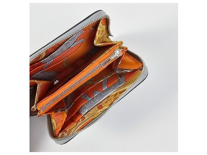 Hermès Silk Compact Wallet Gray Orange - view 10