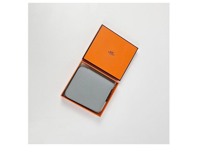 Hermès Silk Compact Wallet Gray Orange - view 13