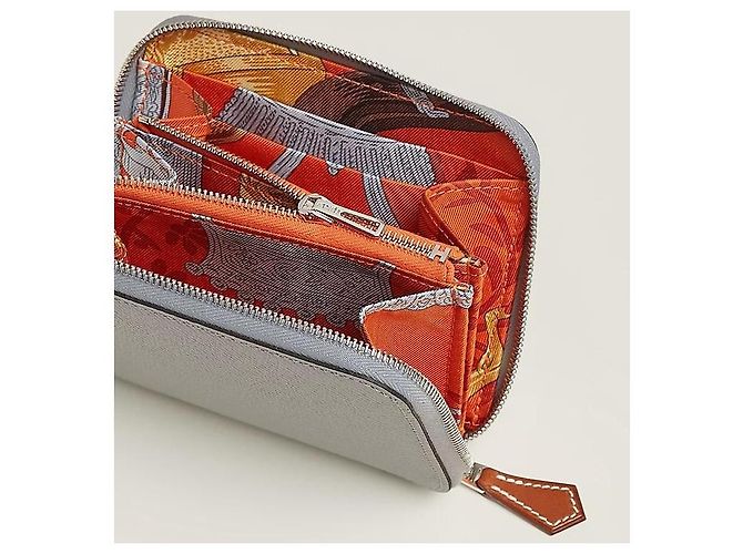 Hermès Silk Compact Wallet Gray Orange - view 3