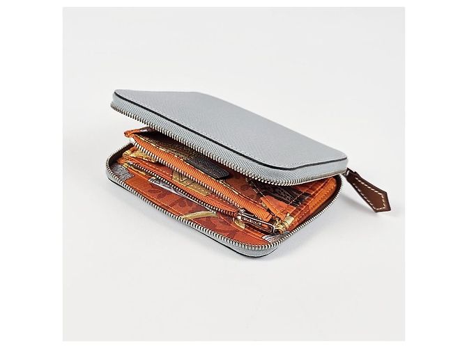 Hermès Silk Compact Wallet Gray Orange - view 9