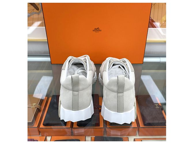 Hermès Baskets Bouncing en daim beige Marron - vue 5