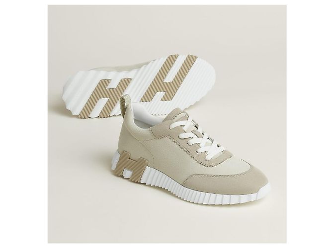 Hermès Baskets Bouncing en daim beige Marron - vue 9