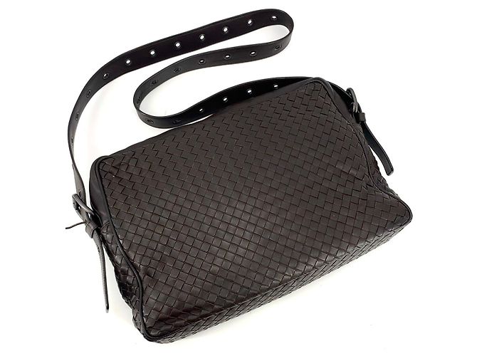 Bottega Veneta Borsa Messenger Intrecciato Marrone - vista 2
