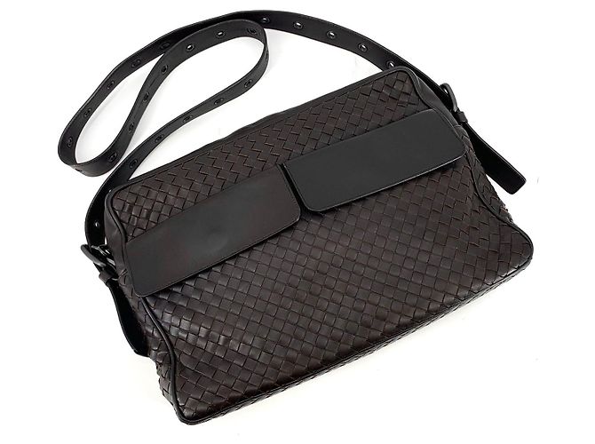 Bottega Veneta Borsa Messenger Intrecciato Marrone - vista 7