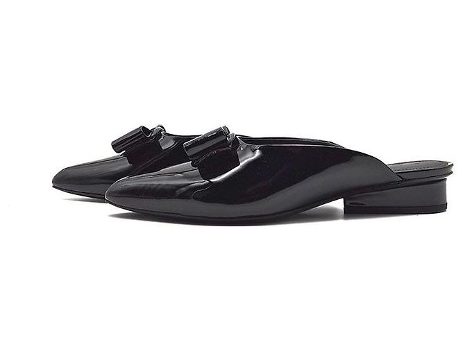 Salvatore Ferragamo Patent Bow Viva Mule Schwarz - Ansicht 3