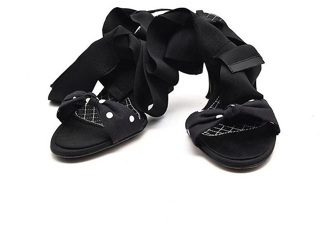 Dolce & Gabbana Sandali in raso trapuntato con lacci Nero - vista 2