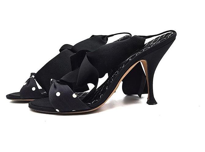 Dolce & Gabbana Sandali in raso trapuntato con lacci Nero - vista 3