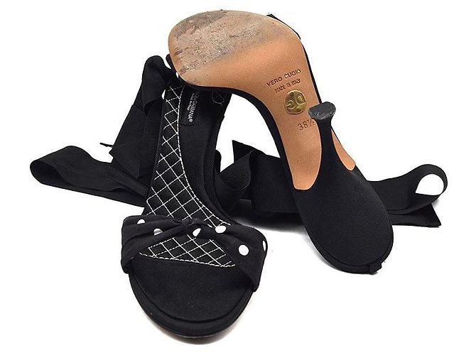 Dolce & Gabbana Sandali in raso trapuntato con lacci Nero - vista 6