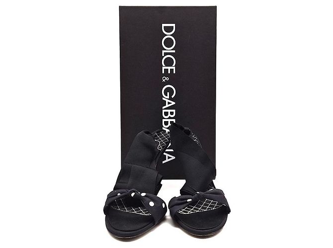 Dolce & Gabbana Sandali in raso trapuntato con lacci Nero - vista 8