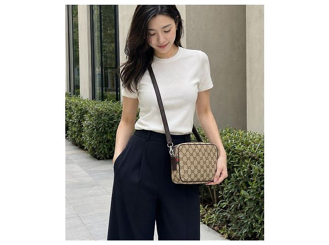 Gucci Mini borsa a tracolla in tela GG Marrone - vista 2