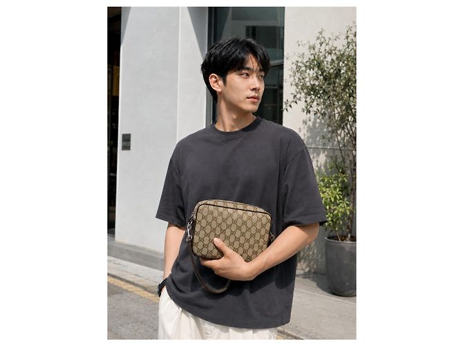 Gucci Mini borsa a tracolla in tela GG Marrone - vista 8