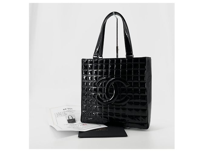 Chanel Patent Chocolate Bar Tote Bag Schwarz - Ansicht 10