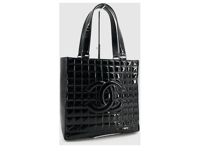 Chanel Patent Chocolate Bar Tote Bag Schwarz - Ansicht 17