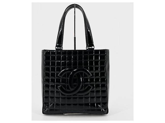 Chanel Patent Chocolate Bar Tote Bag Schwarz - Ansicht 2