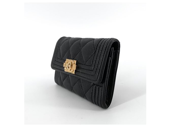 Chanel Boy Kartenetui mit Klappe in Goldton Schwarz - Ansicht 3