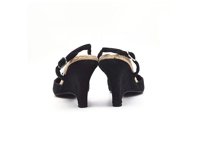 Chanel Sandali con zeppa espadrilles Camellia Nero - vista 5
