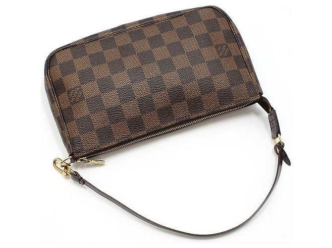 Louis Vuitton Pochette Accessoires Shoulder Bag Damier Ebene Marrone - vista 3