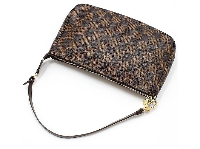 Louis Vuitton Pochette Accessoires Shoulder Bag Damier Ebene Marrone - vista 4