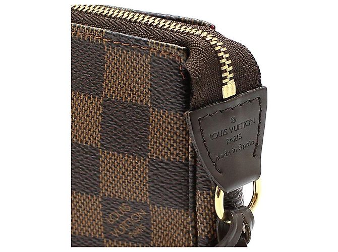 Louis Vuitton Pochette Accessoires Shoulder Bag Damier Ebene Marrone - vista 9