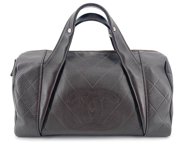 Chanel Borsa Bowling in pelle di agnello Borsa Tote Boston Marrone - vista 10