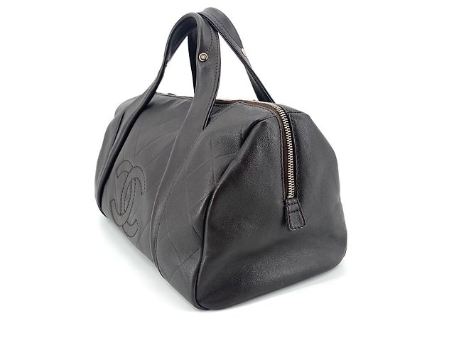 Chanel Borsa Bowling in pelle di agnello Borsa Tote Boston Marrone - vista 11