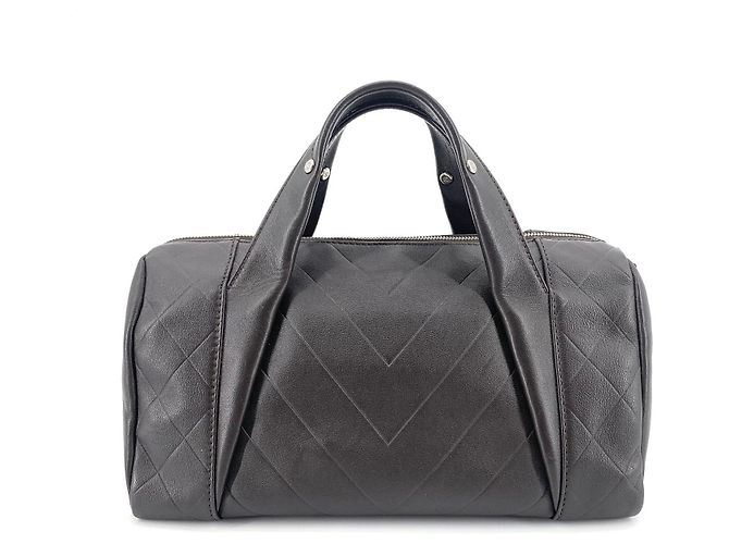 Chanel Borsa Bowling in pelle di agnello Borsa Tote Boston Marrone - vista 13