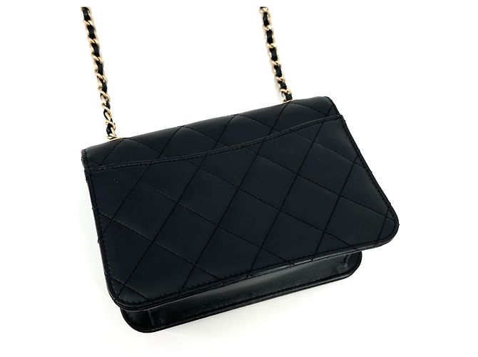 Chanel Borsa a tracolla Onyx Pearl Flap in agnello Edizione Limitata Nero - vista 12