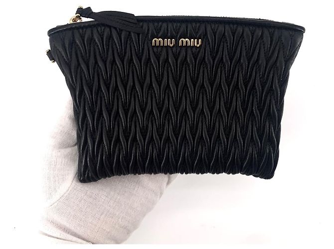 Miu Miu Pochette in pelle Nappa Nero - vista 3