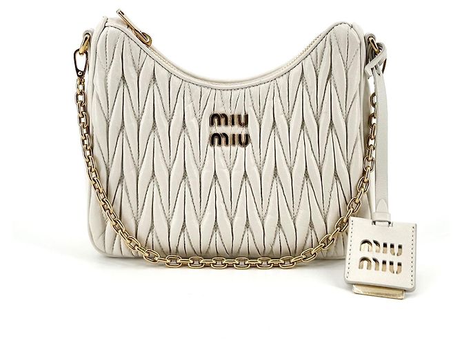 Miu Miu Borsa a tracolla Hobo con catena in Nappa Crossbody Bianco - vista 2