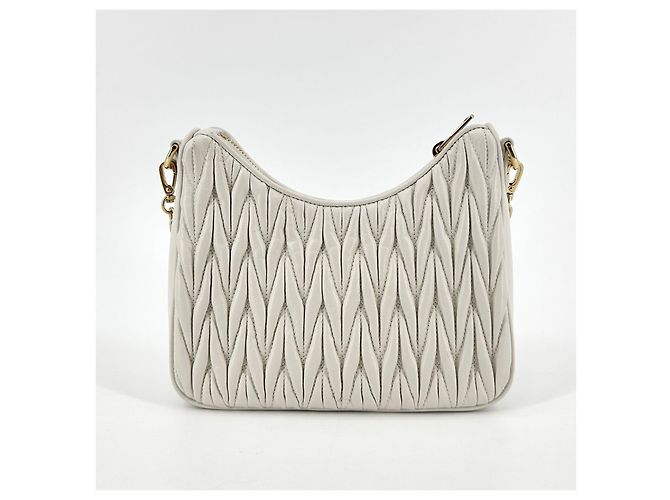 Miu Miu Borsa a tracolla Hobo con catena in Nappa Crossbody Bianco - vista 3