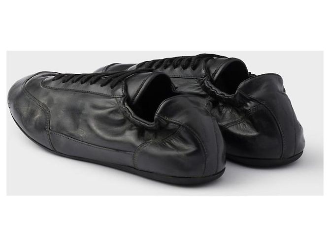 Prada Men's Collapsable Leather Sneakers Black - view 2
