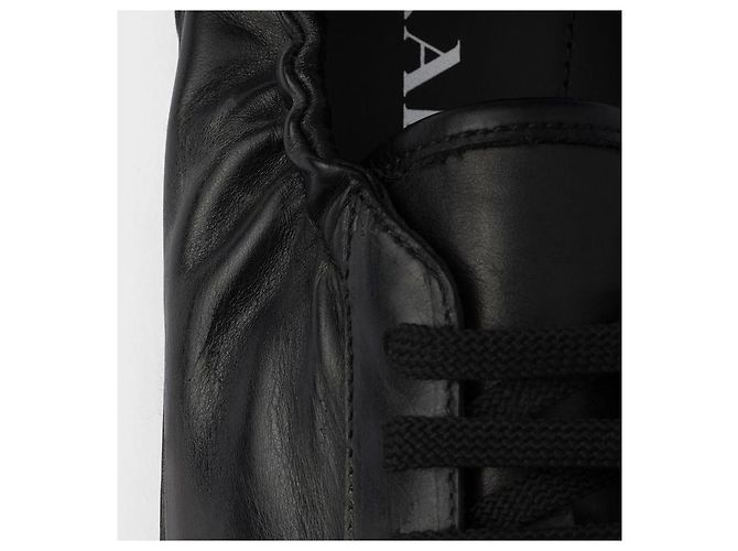 Prada Men's Collapsable Leather Sneakers Black - view 5
